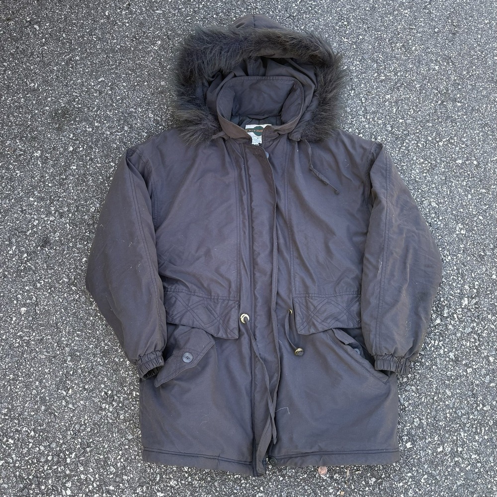 Out Brook Faux Fur Hooded Parka Jacket Womens Medium Brown Winter Coat